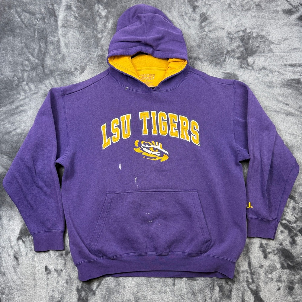 ES LSU Tigers Hoodie Mens XL Purple Embroidered Pullover Long Sleeve Sportswear